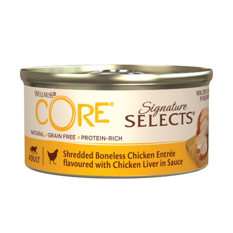 Wellness Core Shredded Boneless Chicken with Chicken Liver In Sauce Cans for Adult 79g