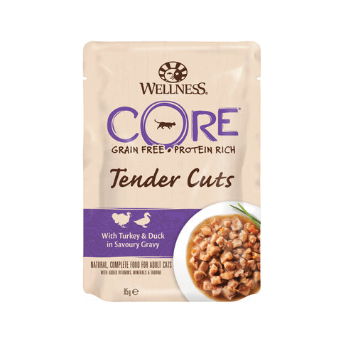 Wellness Core Tinder Cut Turkey & Duck in Gravy Pouches for Cats 85g