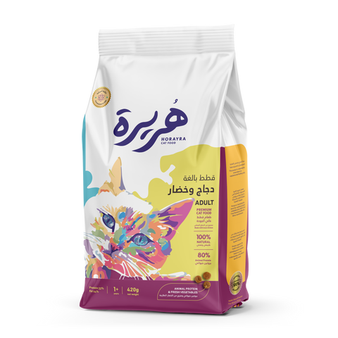 هريرة طعام جاف بالدجاج والخضار للقطط البالغة 420جرام