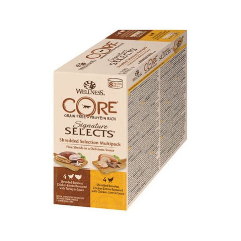 Wellness Core Multipack Cans Chicken & Chicken Liver x4 Chicken & Turkey x4 in Sauce for Cats 8x79g