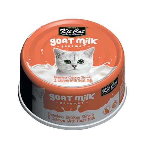Kit Cat Boneless Chicken Shreds & Salmon with Goat Milk 70g