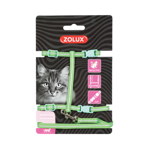 Zolux Harness and Leash 120 cm Green for Cats