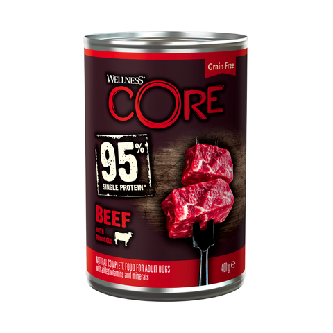 Wellness Core Wet Food 95% Single Protein Beef with Broccoli for Dogs 400g