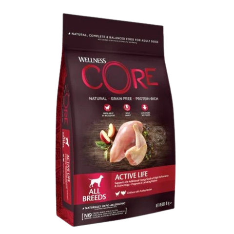 Wellness Core Active Life Dry Food Turkey with Chicken for Dogs 10kg