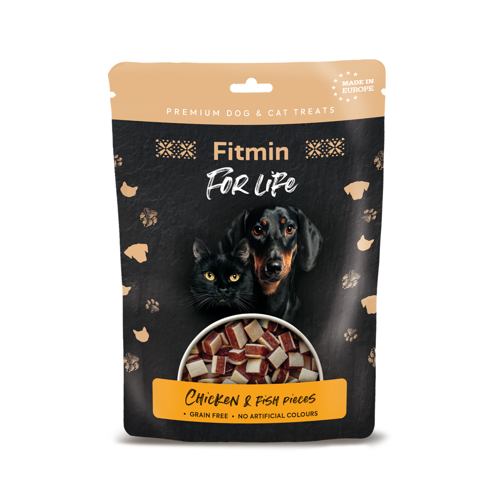 Fitmin For Life Chicken Fish Pieces Snacks for Dogs Cats 70g Petite