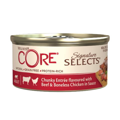 Wellness Core Beef & Boneless Chicken in Sauce Cans for Adult Cats 79g