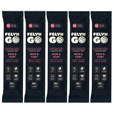 Felyn Go Functional Skin & Coat Creamy Treats with Salmon for Adult Cats & Kittens