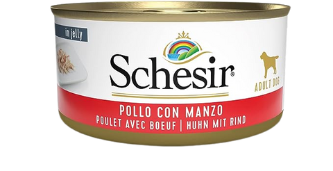 Schesir Wet Dog Food - Chicken with Beef in Jelly 150g can