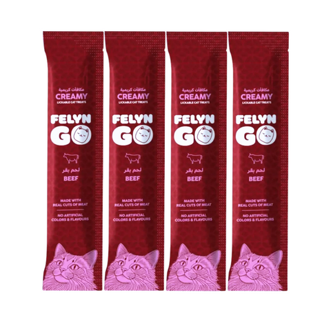 Felyn Go Creamy Lickable Treats Beef Sachet 4x15g