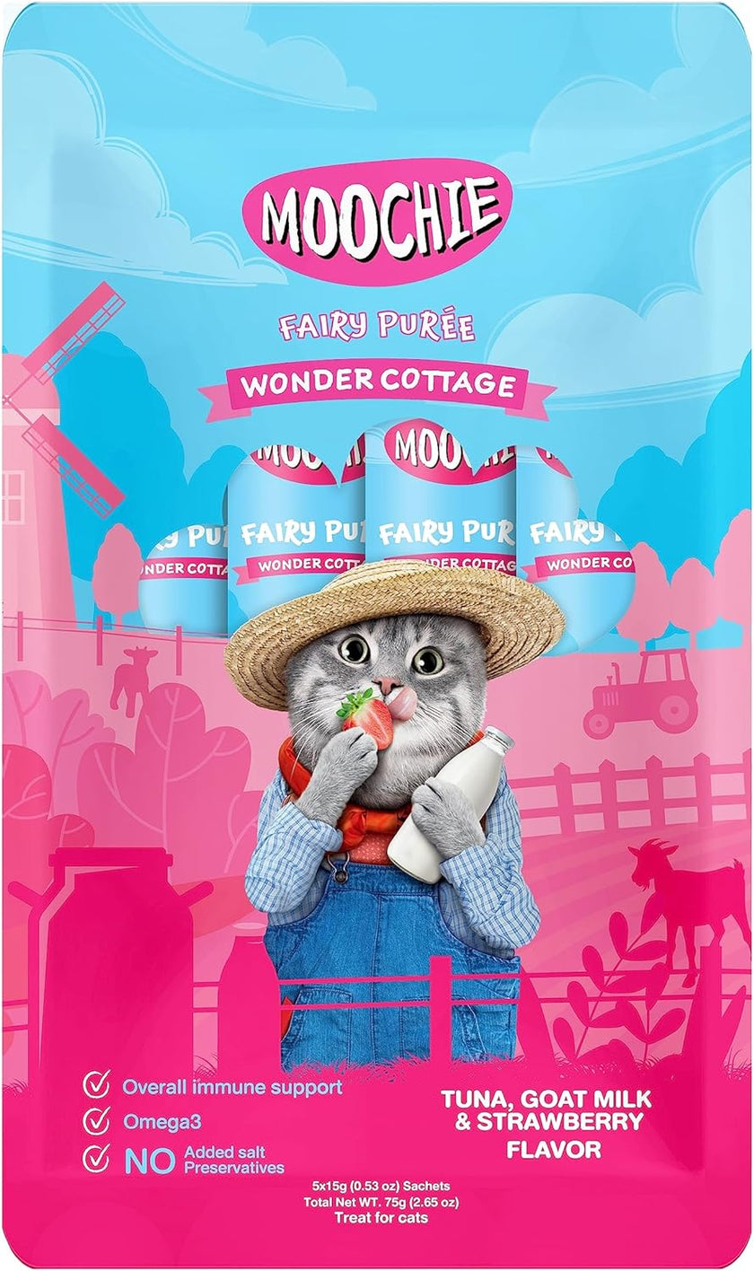 Moochie Tuna & Goat Milk with Strawberry 5X 15g Pouch Petite