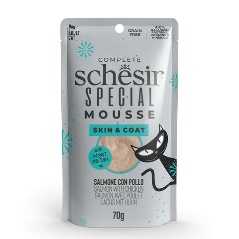 Schesir Complete Special Mousse Skin & Coat Salmon with Chicken for Cats 70g