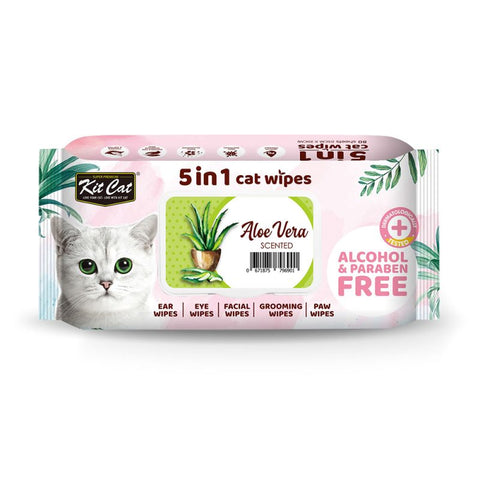 Kit Cat Cleaning Wipes Aloe Vera Scent for Cats - 80 Wipes