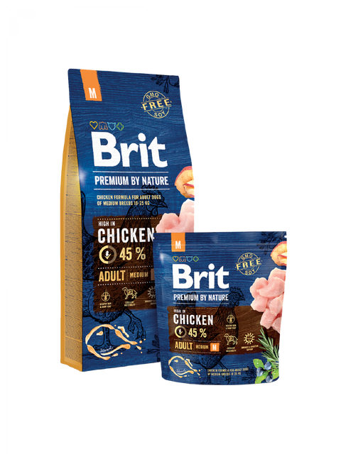 Brit Chicken Dry Food Premium by Nature ADULT Medium Breeds Dogs 3kg