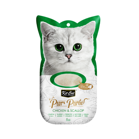 Kit Cat Purr Puree Treats for Cats Chicken & Scallop 4x15g