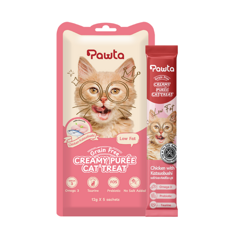 باوتا مكافآت كريمية بنكهة الدجاج ورقائق البونيتو للقطط