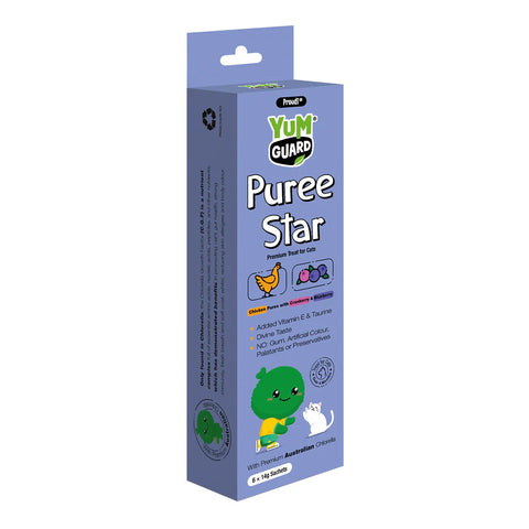 YumGuard Puree Treats with Chicken, Cranberry & Blueberry for Adult Cats & Kittens