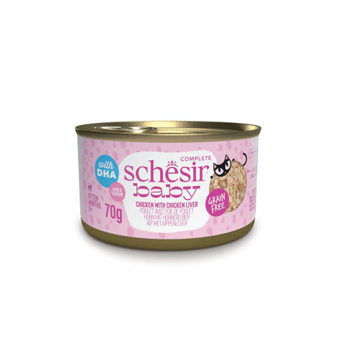 Schesir Baby Complete Chicken & Chicken Liver in Broth for Kittens 70g