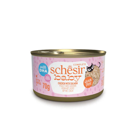 Schesir Baby Complete Chicken with Salmon in Broth for Kittens 70g