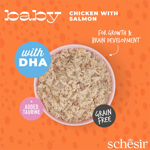 Schesir Baby Complete Chicken with Salmon in Broth for Kittens 70g