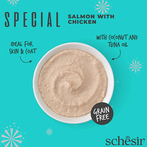 Schesir Complete Special Mousse Skin & Coat Salmon with Chicken for Cats 70g