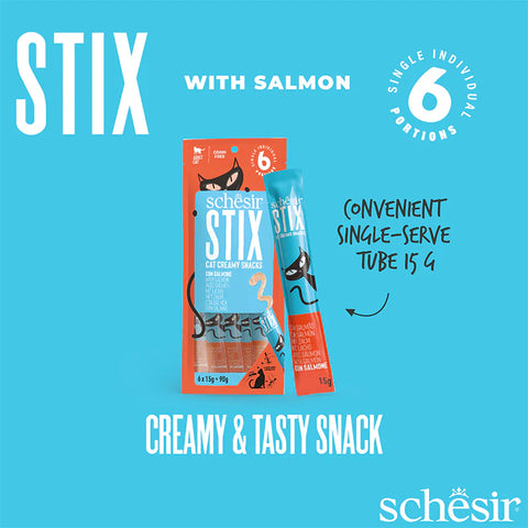 Schesir Creamy Stix with Salmon for Adult Cats 15g x 6 Sticks