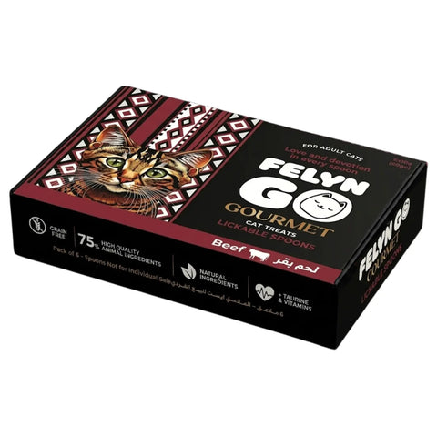 Felyn Go Gourmet Lickable Spoons Treats with Beef for Adult Cats 32x10g