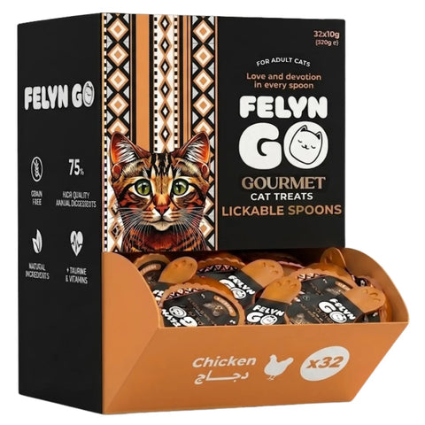 Felyn Go Gourmet Lickable Spoons Treats with Chicken for Adult Cats 6x10g