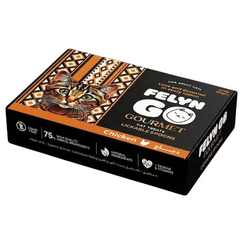 Felyn Go Gourmet Lickable Spoons Treats with Chicken for Adult Cats 6x10g