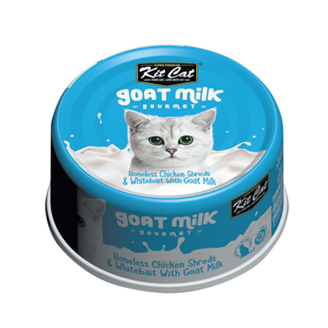 Kit Cat Chicken Shreds & White Bait Fish with Goat Milk- 70g