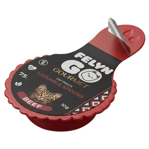Felyn Go Gourmet Lickable Spoons Treats with Beef for Adult Cats 32x10g