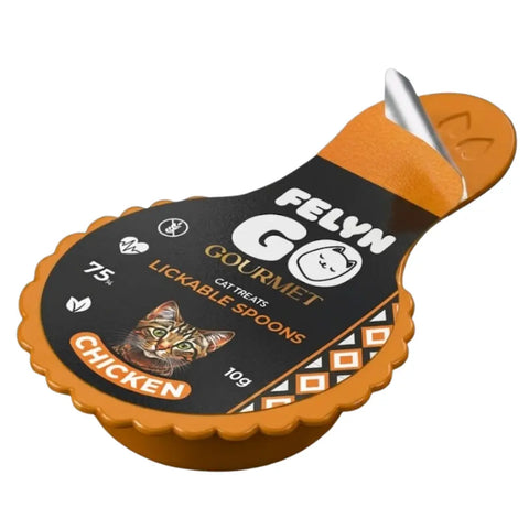 Felyn Go Gourmet Lickable Spoons Treats with Chicken for Adult Cats 6x10g