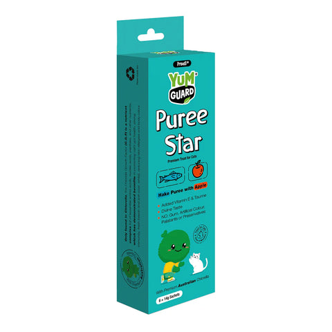 YumGuard Puree Treats with Hake & Apple for Adult Cats & Kittens