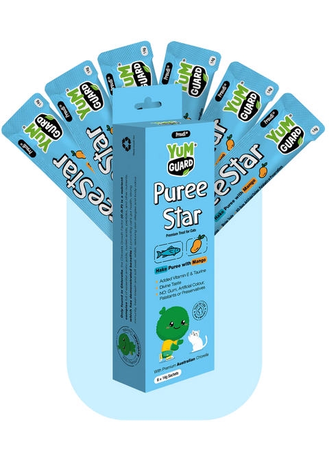 YumGuard Puree Treats with Hake & Mango for Adult Cats & Kittens