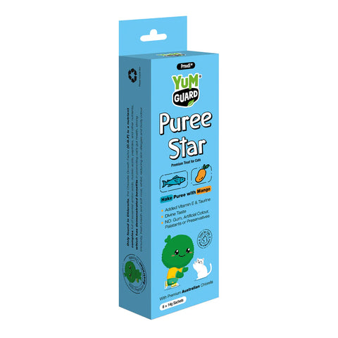 YumGuard Puree Treats with Hake & Mango for Adult Cats & Kittens