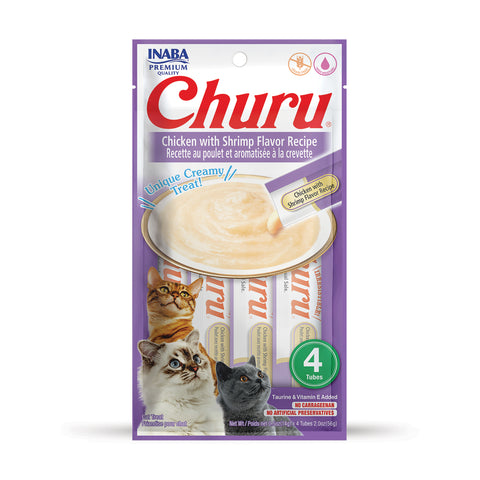Inaba Churu Creamy Treats with Chicken & Shrimp for Cats 4x14g