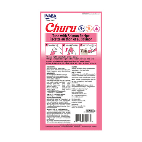 Inaba Churu Creamy Treats with Tuna & Salmon for Cats 4x14g