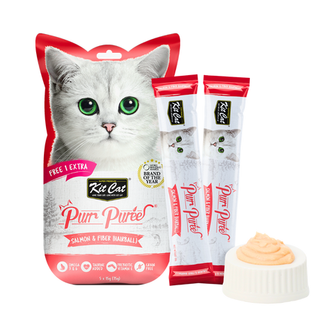 Kit Cat Purr Puree Salmon & Fiber (Hairball) for Cats