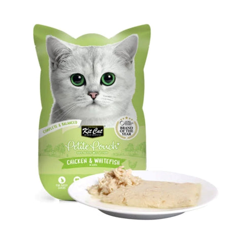 Kit Cat Petite Pouch Complete & Balanced Chicken & Whitefish in Aspic for Cats