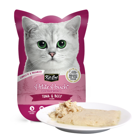 Kit Cat Petite Pouch Complete & Balanced Tuna & Beef in Aspic for Cats