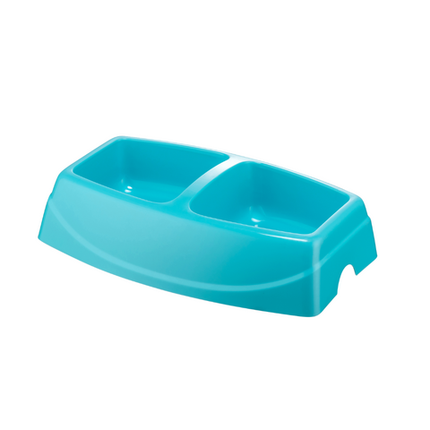 Canine Go Small Twin Feeding Bowl - Turquoise Blue - Small