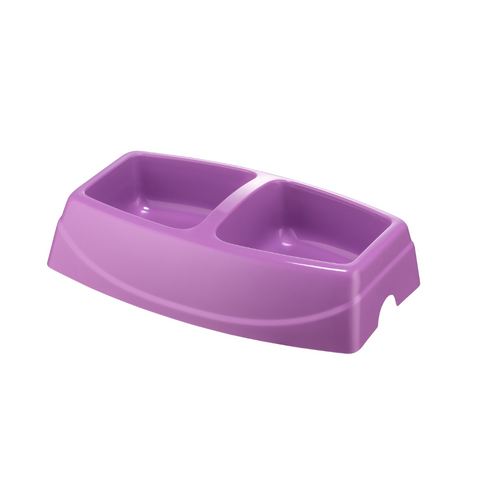 Canine Go Small Twin Feeding Bowl - Violet - Small