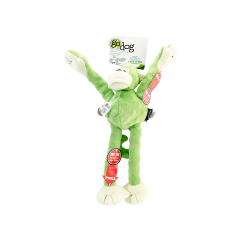 GoDog Crazy Tugs Monkey Green L Toy for Dogs