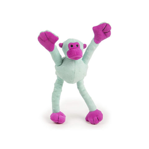 GoDog Crazy Tugs MonkeyTurquoise Pink S Toy for Dogs