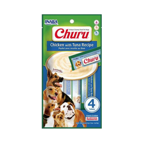 Inaba Churu Chicken Recipe with Tuna Treat for Dogs 14g x4 Tubes