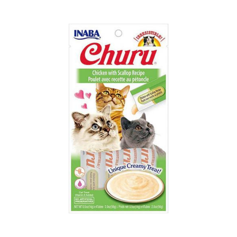 Inaba Churu Chicken with Scallop Treat for Cats 4x14g