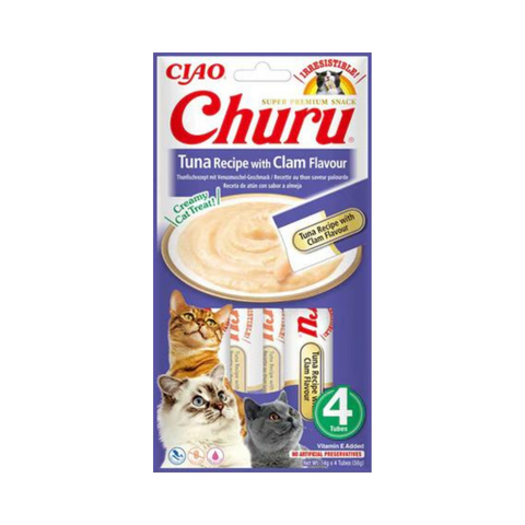 Inaba Churu Tuna with clam Treat for Cats 4x14g