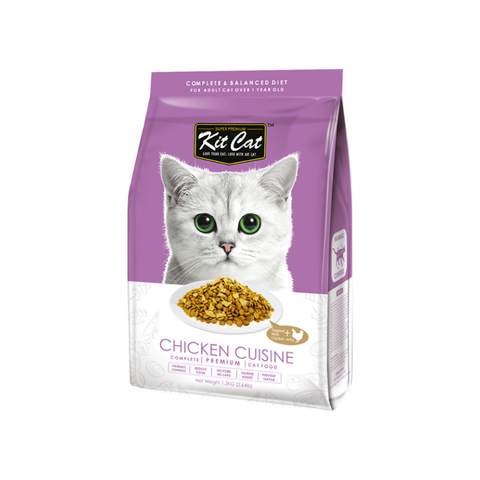 Kit Cat Chicken Dry Food for Adult Cats (Hairball Control) 1.2kg