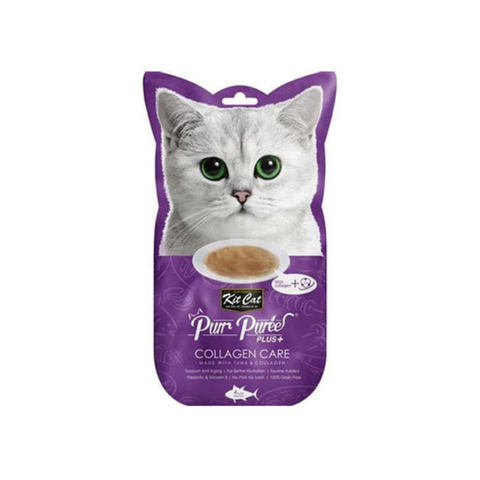 Kit Cat Puree Plus+ Tuna & Collagen Care 4x15g Sachets