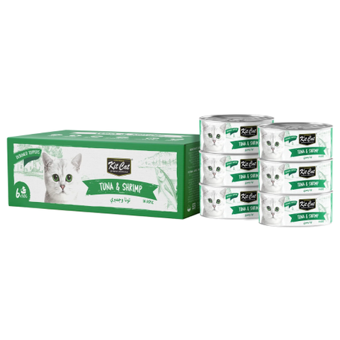 كت كات بوكس معلبات منزوعة العظم بالتونة والروبيان للقطط 6 معلبات 50 جرام لكل معلب