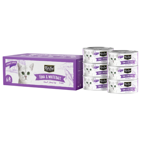 كت كات بوكس معلبات منزوعة العضم بالتونة والسمك الصغير للقطط 6 معلبات 50 جرام لكل معلب
